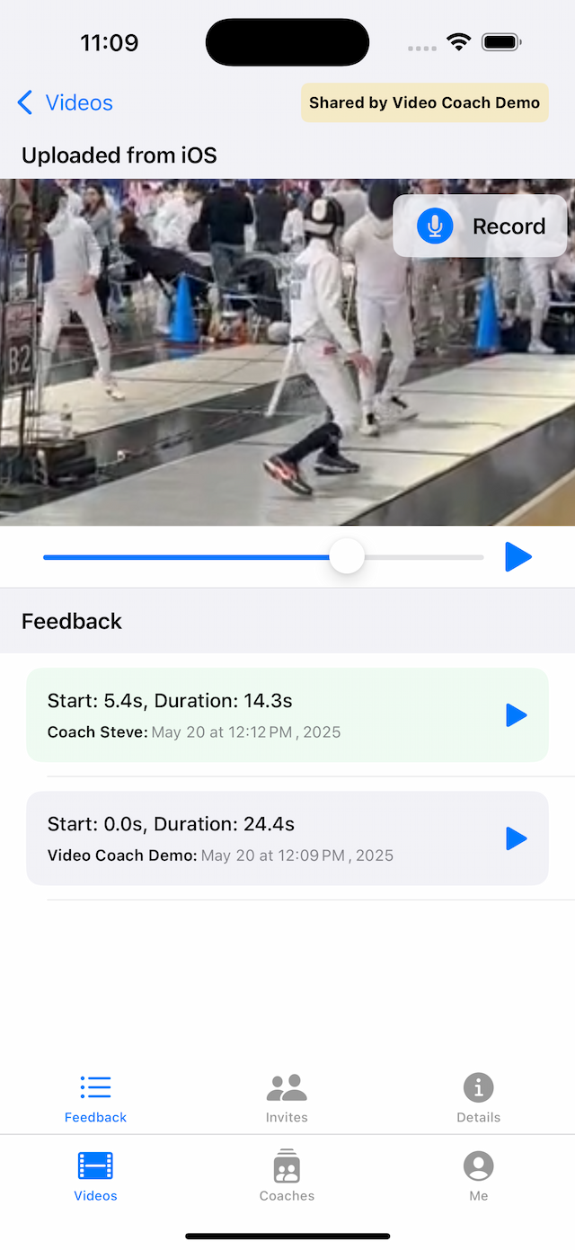 VideoCoach app screenshot